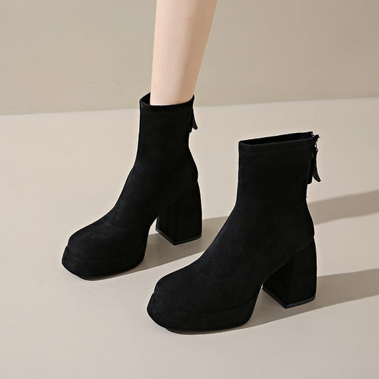 Fashion Back Zipper Suede Women's Fashion $49.35 Dana Fashion Color: Black With Cotton Size: 34 Women's shoes ข้อมูลผลิตภัณฑ์: วัสดุซับใน: ผ้าฝ้าย สี : สีน้ำตาลอูฐพร้อมผ้าฝ้าย, สีดำ, ซับในผ้าฝ้าย, ชานมพร้อมผ้าฝ้าย, ซับในอูฐเดี่ยว, ซับในเดี่ยวสีดำ, รายการช