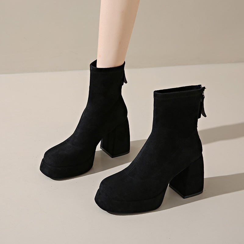 Fashion Back Zipper Suede Women's Fashion $49.35 Dana Fashion Color: Black With Cotton Size: 34 Women's shoes ข้อมูลผลิตภัณฑ์: วัสดุซับใน: ผ้าฝ้าย สี : สีน้ำตาลอูฐพร้อมผ้าฝ้าย, สีดำ, ซับในผ้าฝ้าย, ชานมพร้อมผ้าฝ้าย, ซับในอูฐเดี่ยว, ซับในเดี่ยวสีดำ, รายการช