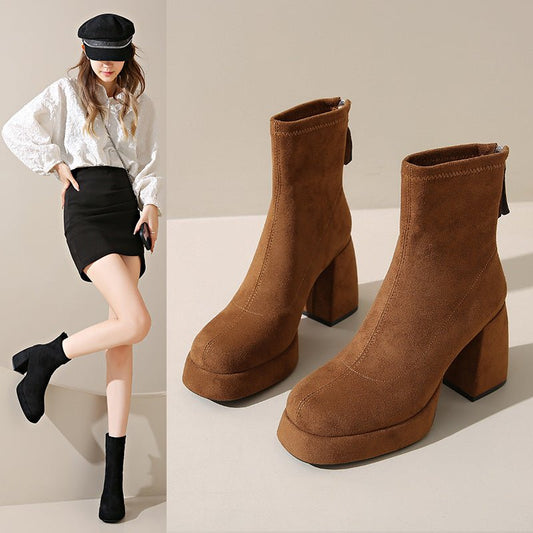 Fashion Back Zipper Suede Women's Fashion $49.35 Dana Fashion Color: Black Single Lining Size: 34 Women's shoes ข้อมูลผลิตภัณฑ์: วัสดุซับใน: ผ้าฝ้าย สี : สีน้ำตาลอูฐพร้อมผ้าฝ้าย, สีดำ, ซับในผ้าฝ้าย, ชานมพร้อมผ้าฝ้าย, ซับในอูฐเดี่ยว, ซับในเดี่ยวสีดำ, รายกา