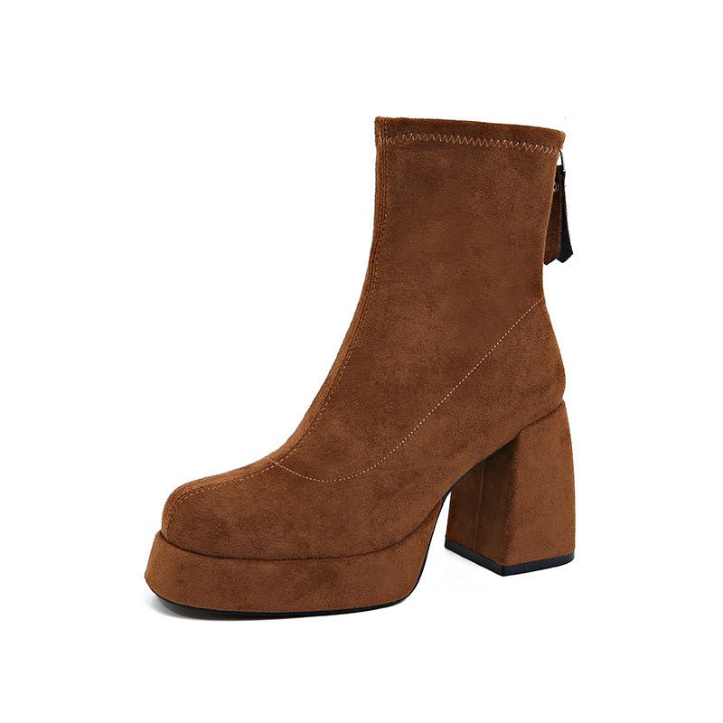 Fashion Back Zipper Suede Women's Fashion $49.35 Dana Fashion Color: Camel Single Lining Size: 34 Women's shoes ข้อมูลผลิตภัณฑ์: วัสดุซับใน: ผ้าฝ้าย สี : สีน้ำตาลอูฐพร้อมผ้าฝ้าย, สีดำ, ซับในผ้าฝ้าย, ชานมพร้อมผ้าฝ้าย, ซับในอูฐเดี่ยว, ซับในเดี่ยวสีดำ, รายกา