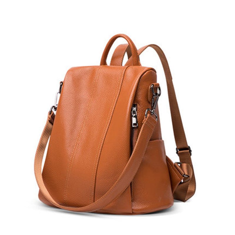 Fashion Backpack Genuine Leather Women $93.00 Dana Fashion Color: Brown Women's Bags Product information: Lining texture: genuine leather Color: wine red, black, sapphire blue, brown Material: genuine leather Bag internal structure: zipper change bag, mob