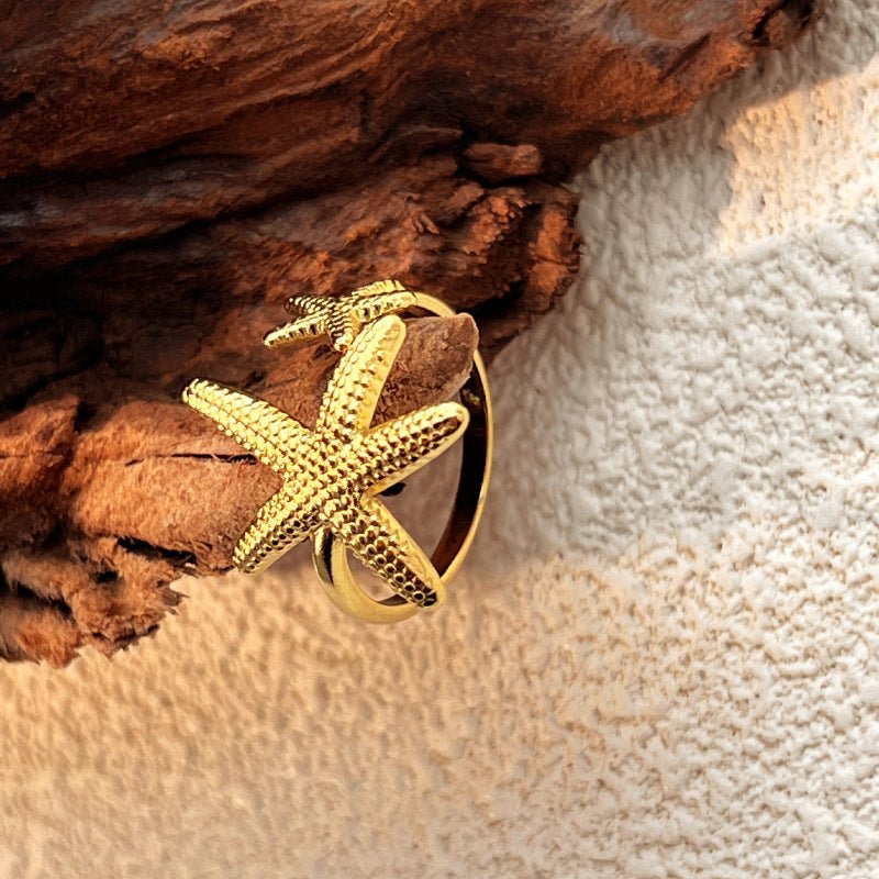 Fashion Beach Vintage Starfish Stainless Steel Men's High Sense Ring $15.70 Dana Fashion Color: JZYS461G Women's Accessories Product information: Type: open mouth Treatment Process: Electroplating Color: JZ-YS461-S,JZ-YS461-G Applicable people: Unisex Sty