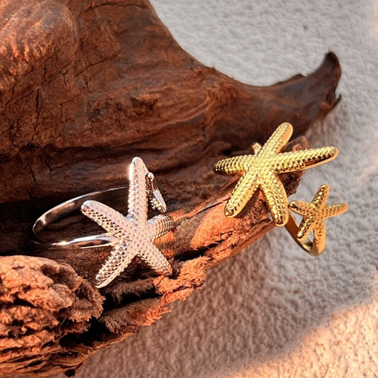 Fashion Beach Vintage Starfish Stainless Steel Men's High Sense Ring $15.70 Dana Fashion Color: JZYS461G Women's Accessories Product information: Type: open mouth Treatment Process: Electroplating Color: JZ-YS461-S,JZ-YS461-G Applicable people: Unisex Sty