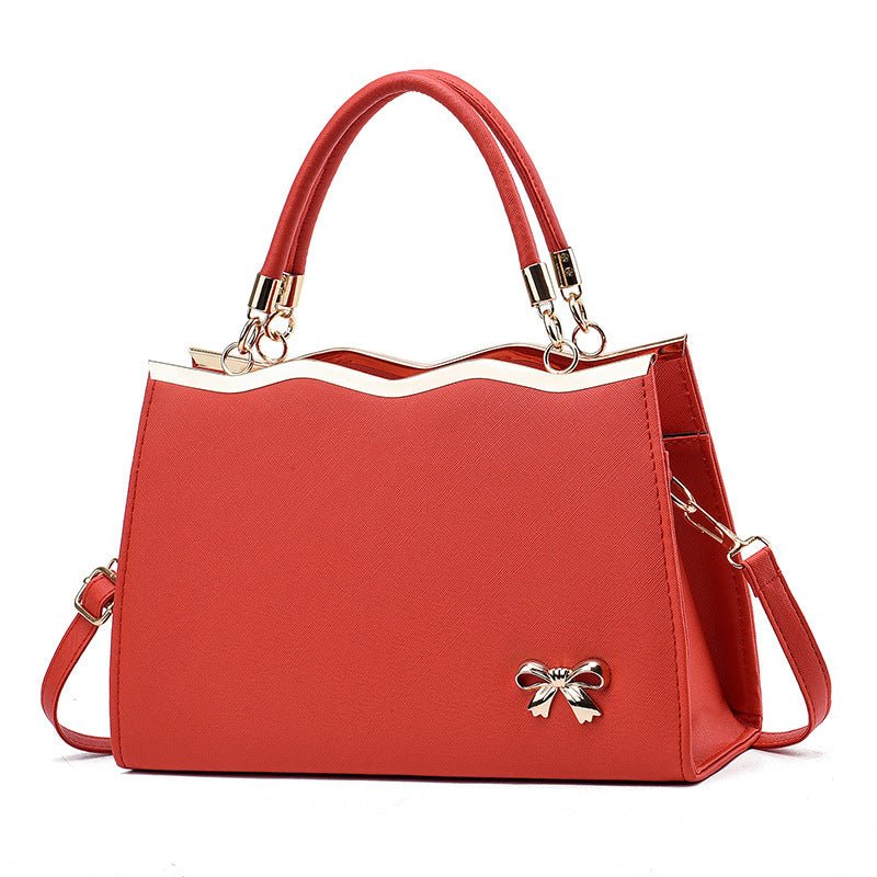 Fashion Bowknot Handbag Large Capacity Shoulder Messenger Bag $43.78 Dana Fashion Color: Bright Red Women's Bags Product information: Color: bright red, black, royal blue, rose red, white, pink, wine red Hardness: medium Material: PU Suitcase shape: Horiz