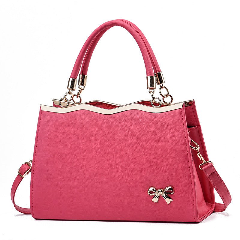 Fashion Bowknot Handbag Large Capacity Shoulder Messenger Bag $43.78 Dana Fashion Color: Rose Red Women's Bags Product information: Color: bright red, black, royal blue, rose red, white, pink, wine red Hardness: medium Material: PU Suitcase shape: Horizon