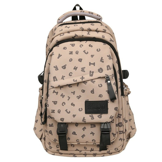 Fashion Casual All Matching Backpack $56.50 Dana Fashion Color: Deep Khaki Style: With Pendant Women's Bags Product information: Color: white and gray letters, white card letters, light khaki, dark khaki, Brown Applicable gender: neutral/both men and wome