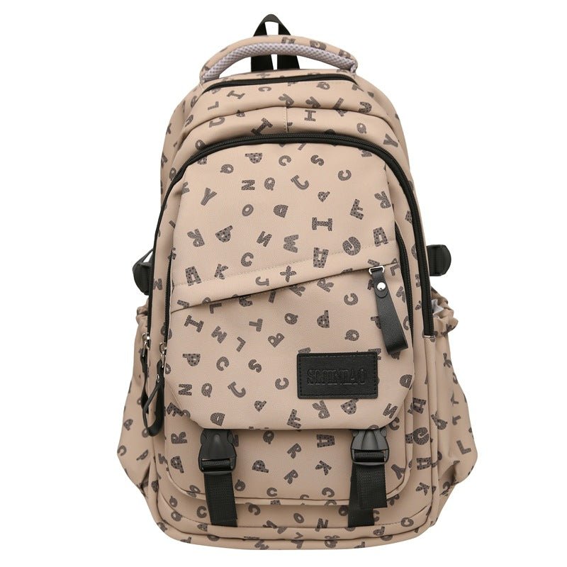 Fashion Casual All Matching Backpack $56.50 Dana Fashion Color: Deep Khaki Style: With Pendant Women's Bags Product information: Color: white and gray letters, white card letters, light khaki, dark khaki, Brown Applicable gender: neutral/both men and wome