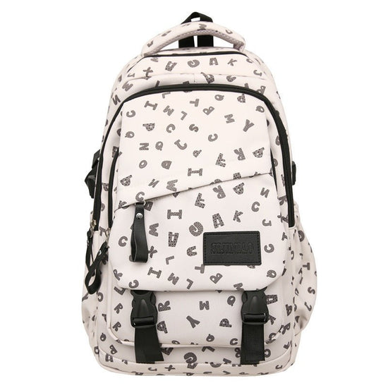 Fashion Casual All Matching Backpack $56.50 Dana Fashion Color: White Gray Letters Style: With Pendant Women's Bags Product information: Color: white and gray letters, white card letters, light khaki, dark khaki, Brown Applicable gender: neutral/both men