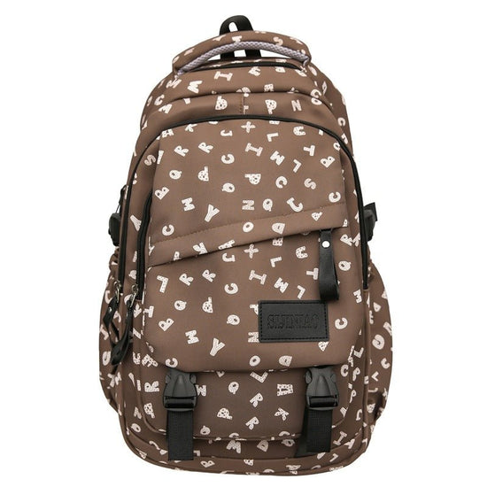 Fashion Casual All Matching Backpack $56.50 Dana Fashion Color: Brown Style: With Pendant Women's Bags Product information: Color: white and gray letters, white card letters, light khaki, dark khaki, Brown Applicable gender: neutral/both men and women Mat
