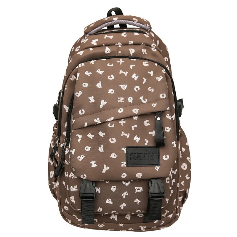 Fashion Casual All Matching Backpack $56.50 Dana Fashion Color: Brown Style: With Pendant Women's Bags Product information: Color: white and gray letters, white card letters, light khaki, dark khaki, Brown Applicable gender: neutral/both men and women Mat