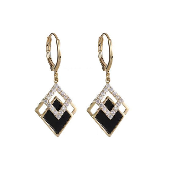 Fashion Diamond Shuangling-shaped Temperament Earrings $19.90 Dana Fashion Color: Black Women's Accessories Product information: Treatment Process: Electroplating Style: Women's Color: Black Material: Alloy Shape: Diamond Packing list: Earrings *1 pair Pr