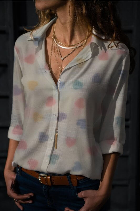 Fashion Digital Printing Long-sleeved Shirt Love $36.50 Dana Fashion Color: NZ240106 Size: 3XL Women's clothing Product information: Pattern: urban style Version: Loose Style type: temperament commute Popular elements: 3D/stereo pattern Style: Cardigan Fa