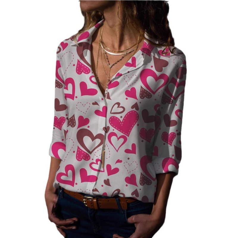 Fashion Digital Printing Long - sleeved Shirt LoveDana FashionDana FashionFashion Digital Printing Long - sleeved Shirt Love
