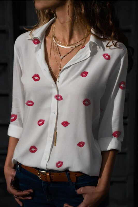 Fashion Digital Printing Long-sleeved Shirt Love $36.50 Dana Fashion Color: NZ240101 Size: 3XL Women's clothing Product information: Pattern: urban style Version: Loose Style type: temperament commute Popular elements: 3D/stereo pattern Style: Cardigan Fa