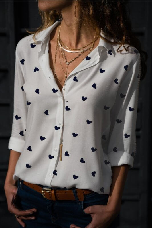 Fashion Digital Printing Long-sleeved Shirt Love $36.50 Dana Fashion Color: NZ240105 Size: 3XL Women's clothing Product information: Pattern: urban style Version: Loose Style type: temperament commute Popular elements: 3D/stereo pattern Style: Cardigan Fa