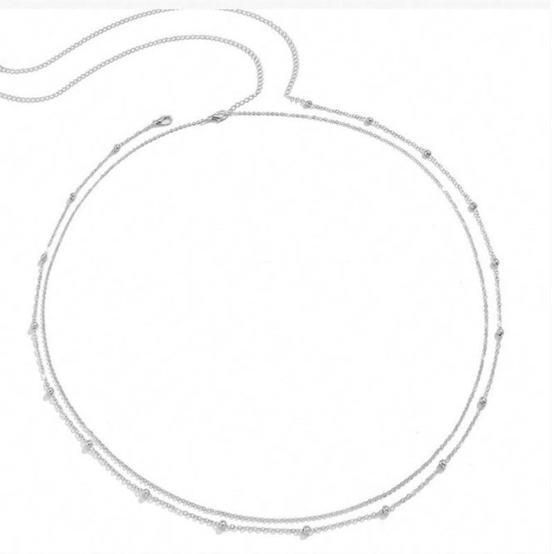 Fashion Double Layer Round Beads Chain Women's Waist Chain $10.00 Dana Fashion Color: E142 Silver Women's Accessories Product information: Color: E14-1 Gold, E14-2 Silver Size: 115cm Applicable Gender: Female Applicable age: Adult Material: Metal Suitable