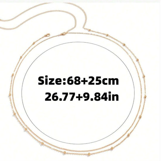 Fashion Double Layer Round Beads Chain Women's Waist Chain $10.00 Dana Fashion Color: E141 Gold Women's Accessories Product information: Color: E14-1 Gold, E14-2 Silver Size: 115cm Applicable Gender: Female Applicable age: Adult Material: Metal Suitable s