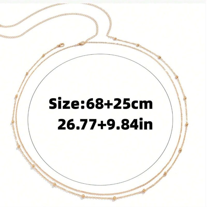 Fashion Double Layer Round Beads Chain Women's Waist Chain $10.00 Dana Fashion Color: E141 Gold Women's Accessories Product information: Color: E14-1 Gold, E14-2 Silver Size: 115cm Applicable Gender: Female Applicable age: Adult Material: Metal Suitable s