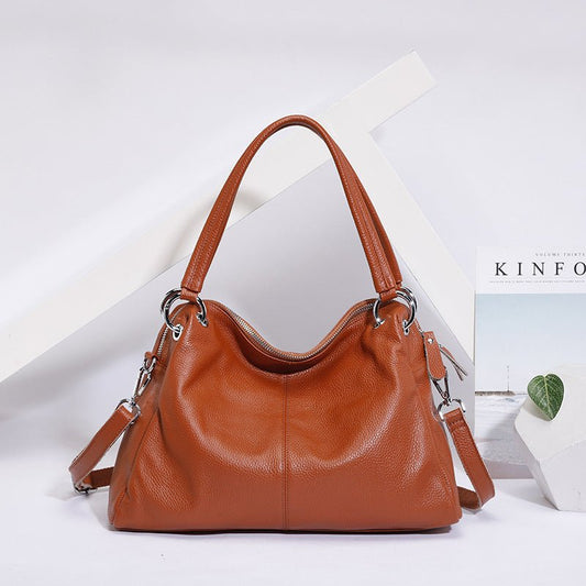 Fashion Genuine Leather Totes Lady Crossbody Bag Handbag $129.00 Dana Fashion Color: Black Women's Bags Product information: Color: Wine red, light gray, green, black, brown Material head layer: cowhide Luggage trend style: Boston bag Lining texture: poly