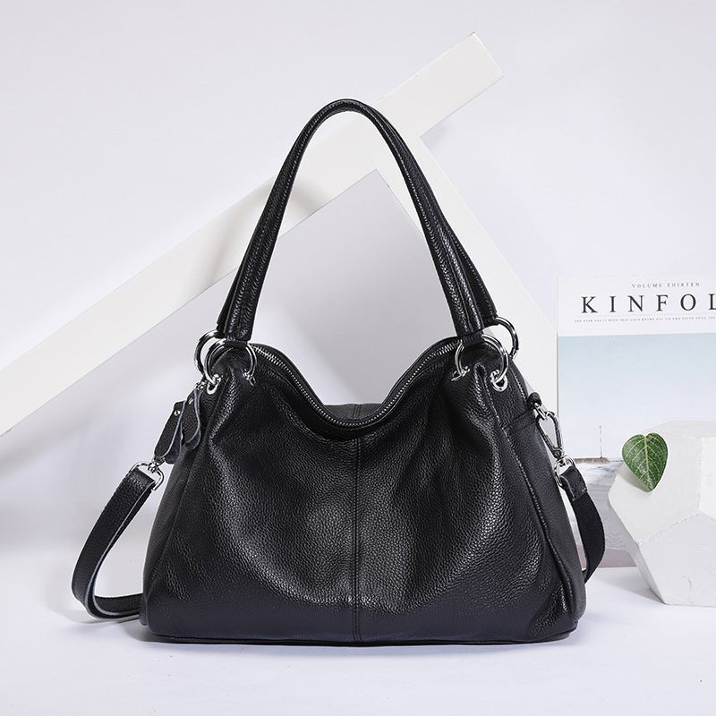 Fashion Genuine Leather Totes Lady Crossbody Bag Handbag $129.00 Dana Fashion Color: Black Women's Bags Product information: Color: Wine red, light gray, green, black, brown Material head layer: cowhide Luggage trend style: Boston bag Lining texture: poly