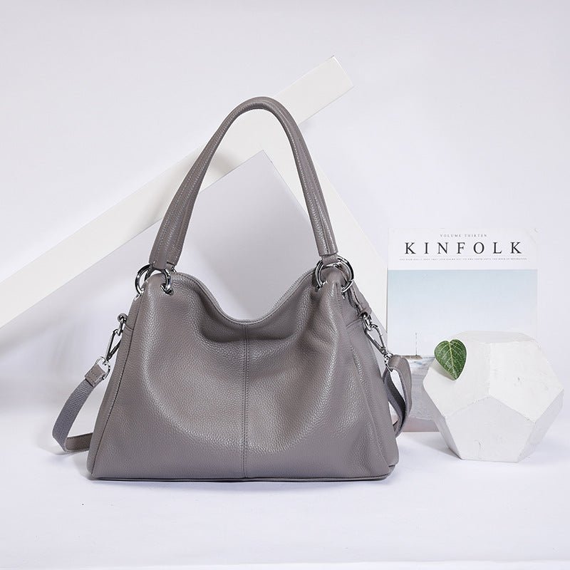 Fashion Genuine Leather Totes Lady Crossbody Bag Handbag $129.00 Dana Fashion Color: Light Grey Women's Bags Product information: Color: Wine red, light gray, green, black, brown Material head layer: cowhide Luggage trend style: Boston bag Lining texture: