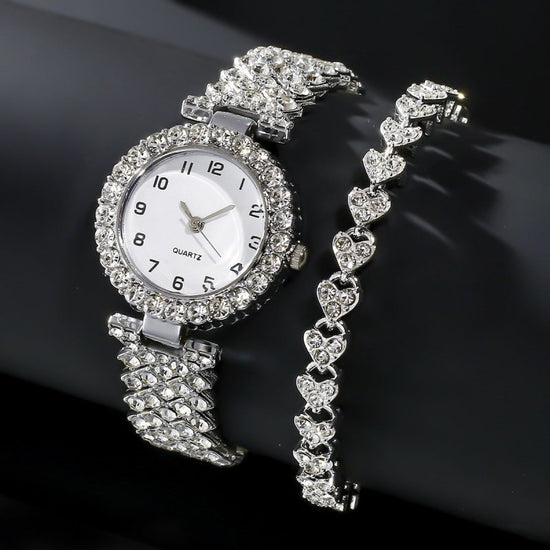Fashion Jewelry 2pcs Luxury Fashion Women Watch Set Silver Strap Ladies Quartz Wristwatch Alloy Bracelet For Ladies Jewelry Set Clock Gift $13.94 Dana Fashion Color: Silver Suit Women's Accessories Overview: Unique design, stylish and beautiful. Good mate