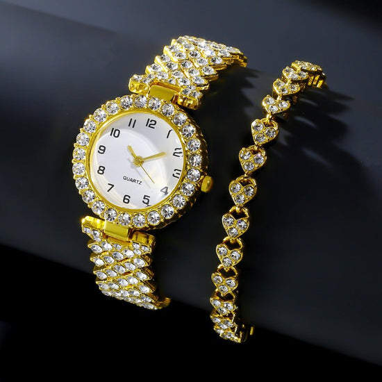 Fashion Jewelry 2pcs Luxury Fashion Women Watch Set Silver Strap Ladies Quartz Wristwatch Alloy Bracelet For Ladies Jewelry Set Clock Gift $13.94 Dana Fashion Color: Gold Suit Women's Accessories Overview: Unique design, stylish and beautiful. Good materi