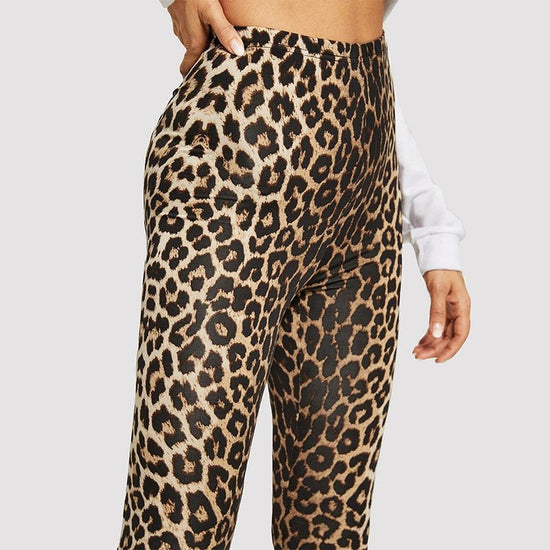 Fashion Leopard Print Leggings Stretch Slim Tight Waist Ankle-length Pants $36.42 Dana Fashion Color: Leopard Print Size: L Women's clothing Product information: Thickness: medium Pattern: animal pattern Fabric name: milk Silk Color: Leopard print Elastic