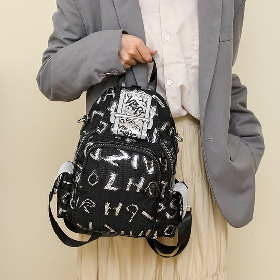 Fashion Letter Rhinestone Backpack For Women $73.06 Dana Fashion Color: Black Large Letters Women's Bags Product information: Color: Black, Black (big word) Outer bag type: Sandwich pocket Hardness: soft Function: breathable, wear-resistant, anti-theft, b