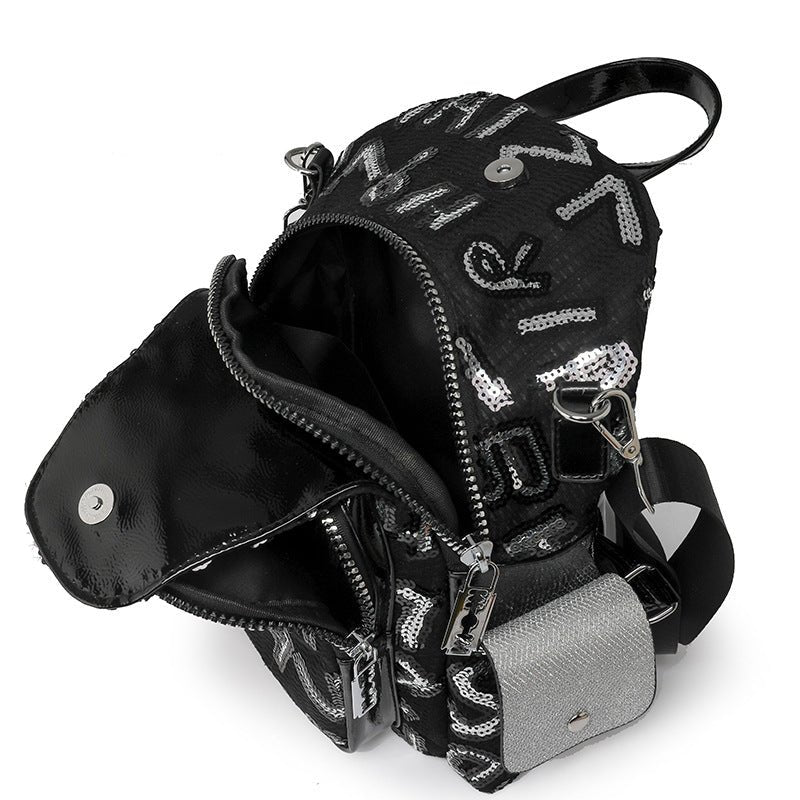 Fashion Letter Rhinestone Backpack For Women $73.06 Dana Fashion Color: Black Large Letters Women's Bags Product information: Color: Black, Black (big word) Outer bag type: Sandwich pocket Hardness: soft Function: breathable, wear-resistant, anti-theft, b