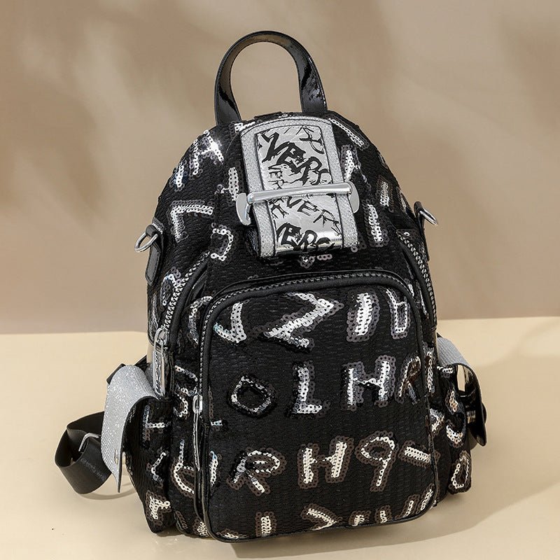 Fashion Letter Rhinestone Backpack For Women $73.06 Dana Fashion Color: Black Large Letters Women's Bags Product information: Color: Black, Black (big word) Outer bag type: Sandwich pocket Hardness: soft Function: breathable, wear-resistant, anti-theft, b