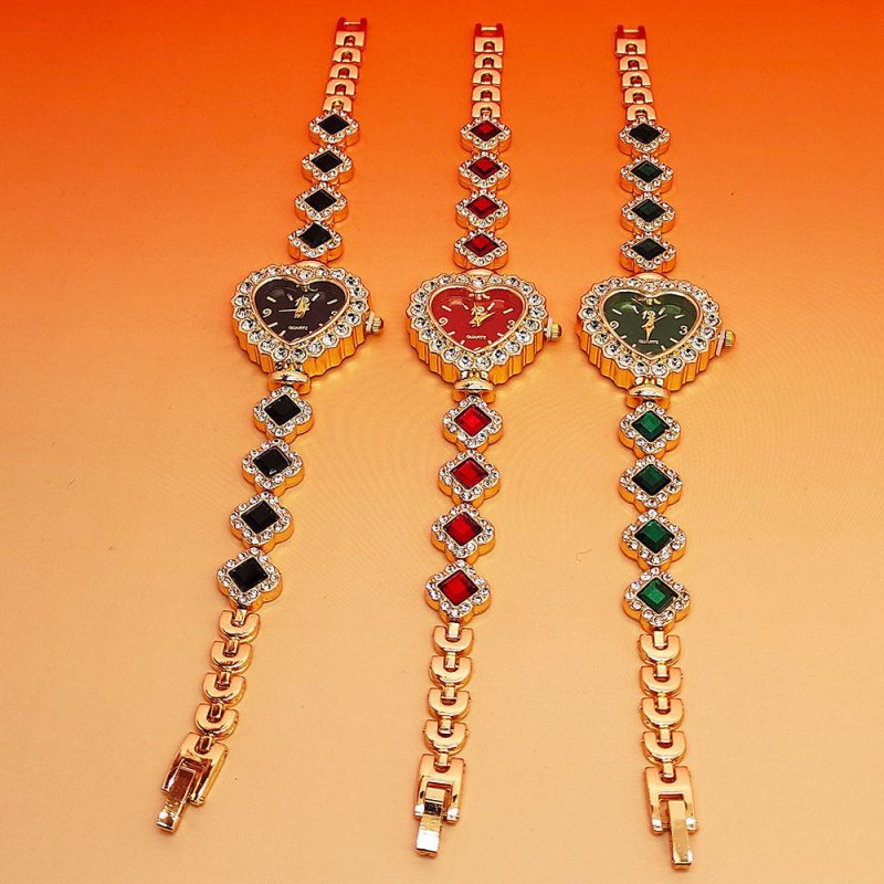 Fashion Love Shape Bracelet Watch Set Diamond Colored Heart Quartz Watch Women's Fashion Jewelry Set Valentine's Day Gift $14.30 Dana Fashion Color: Black Women's Accessories Overview: Unique design, stylish and beautiful. Good material, High quality. A v