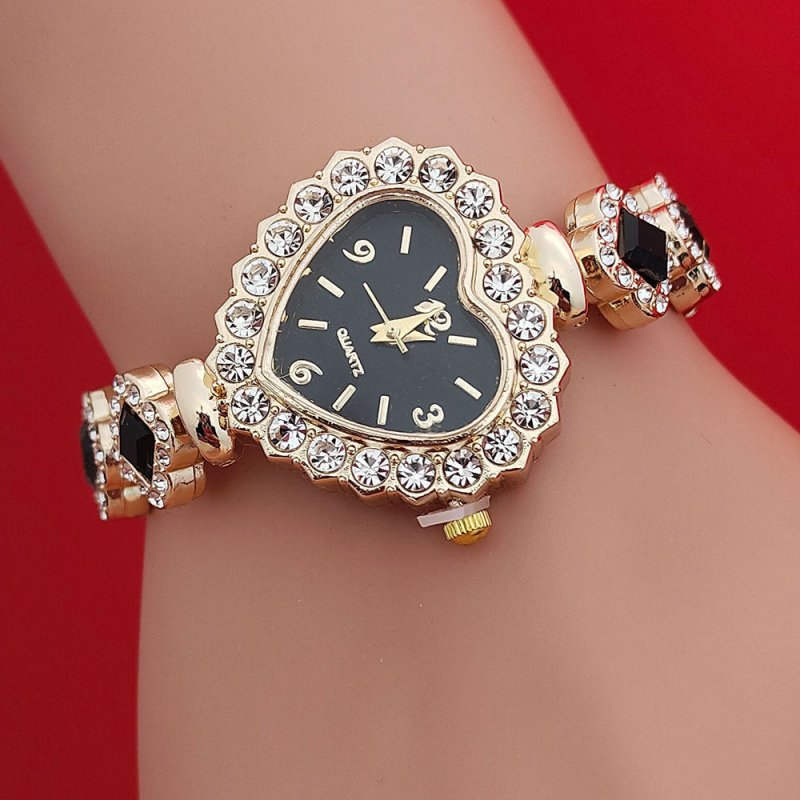 Fashion Love Shape Bracelet Watch Set Diamond Colored Heart Quartz Watch Women's Fashion Jewelry Set Valentine's Day Gift $14.30 Dana Fashion Color: Black Women's Accessories Overview: Unique design, stylish and beautiful. Good material, High quality. A v