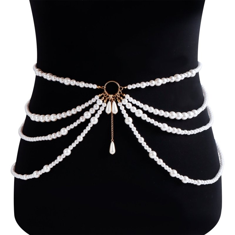 Fashion Multi-layer Pearl Metal Flying Ring Tower Silk Sling Waist Chain $19.04 Dana Fashion Color: Gold Women's Accessories Product information: Color: Gold Size: 115cm Applicable Gender: Female Applicable age group: Youth Material: Metal Suitable season