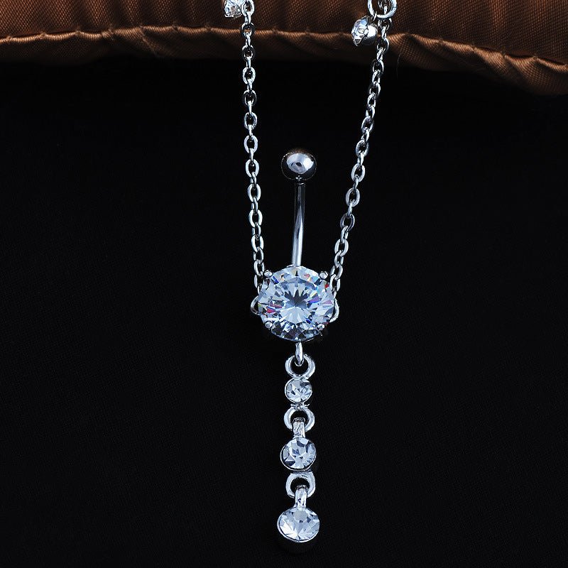 Fashion Navel Waist Chain Zircon Pendant Belly Ring $13.61 Dana Fashion Color: Lake Blue Women's Accessories Product information: Type: Umbilical ring Process: Electroplating Color: pink, blue lake, White Style: Women's Material: Stainless steel Shape: Ge