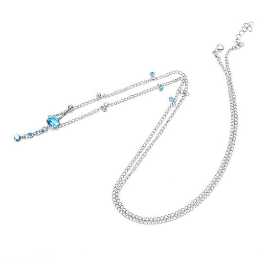 Fashion Navel Waist Chain Zircon Pendant Belly Ring $13.61 Dana Fashion Color: Lake Blue Women's Accessories Product information: Type: Umbilical ring Process: Electroplating Color: pink, blue lake, White Style: Women's Material: Stainless steel Shape: Ge