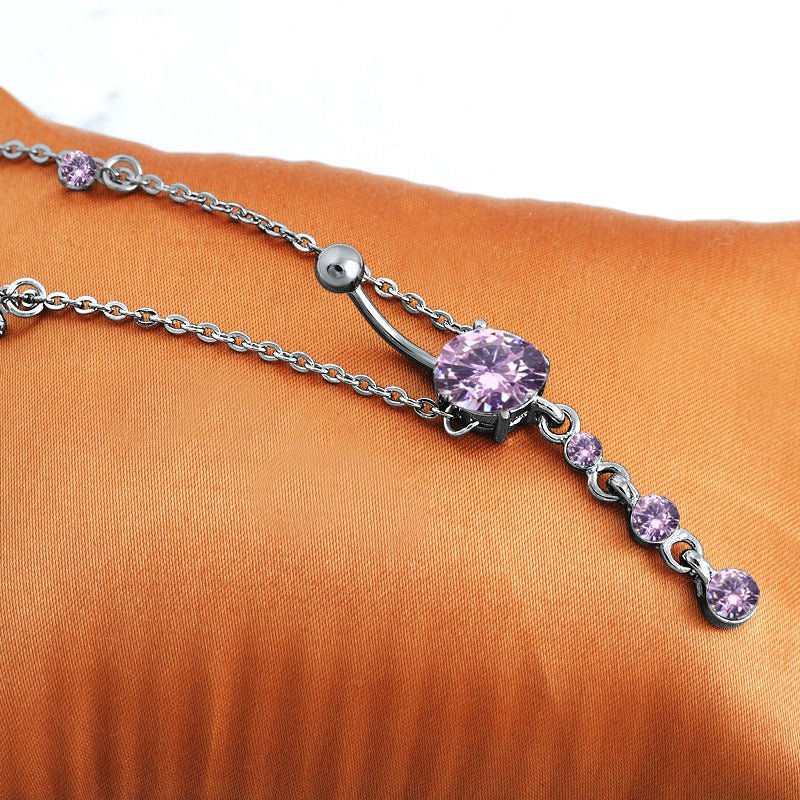 Fashion Navel Waist Chain Zircon Pendant Belly Ring $13.61 Dana Fashion Color: Pink Women's Accessories Product information: Type: Umbilical ring Process: Electroplating Color: pink, blue lake, White Style: Women's Material: Stainless steel Shape: Geometr
