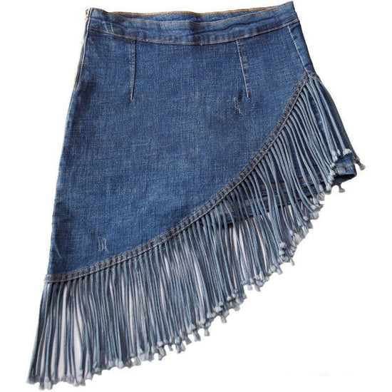 Fashion New Tassel Denim Skirt For Women $48.50 Dana Fashion Color: Light Blue Size: L Women's clothing Product information: Pattern: Other Fabric name: denim Skirt type: hip skirt Color: blue, light blue Main fabric composition: Cotton Size: S [waist cir