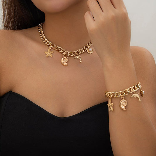 Fashion Ocean Style Pearl Bracelet And Necklace For Women Fashion Jewelry $12.00 Dana Fashion Color: Bracelet Gold Women's Accessories Product information: Treatment Process: Electroplating Color: necklace gold 6156, Bracelet Gold 2295 Applicable populati