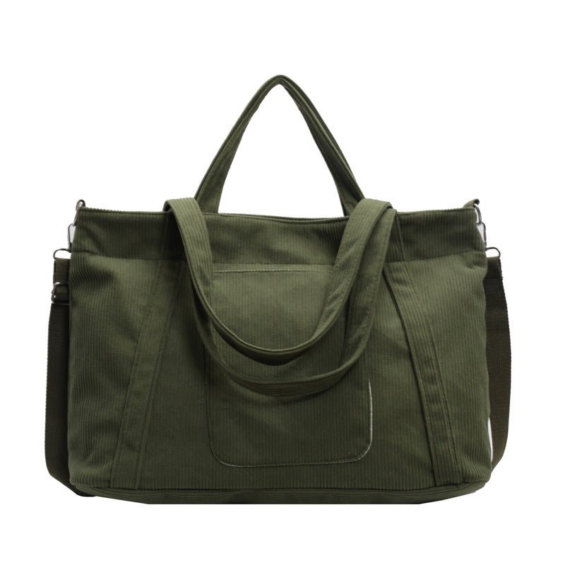 Fashion Personality Large Capacity Corduroy Bag Women $36.99 Dana Fashion Color: Green Women's Bags Product information: Color: Milky White, pink, green, black, khaki Hardness: soft Material: corduroy Suitcase shape: Horizontal Square Style: Urban Simplic