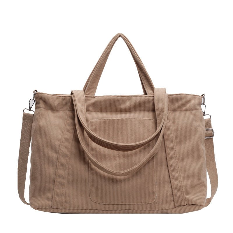 Fashion Personality Large Capacity Corduroy Bag Women $36.99 Dana Fashion Color: Beige Women's Bags Product information: Color: Milky White, pink, green, black, khaki Hardness: soft Material: corduroy Suitcase shape: Horizontal Square Style: Urban Simplic