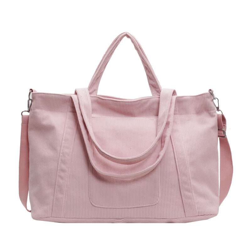 Fashion Personality Large Capacity Corduroy Bag Women $36.99 Dana Fashion Color: Pink Women's Bags Product information: Color: Milky White, pink, green, black, khaki Hardness: soft Material: corduroy Suitcase shape: Horizontal Square Style: Urban Simplici