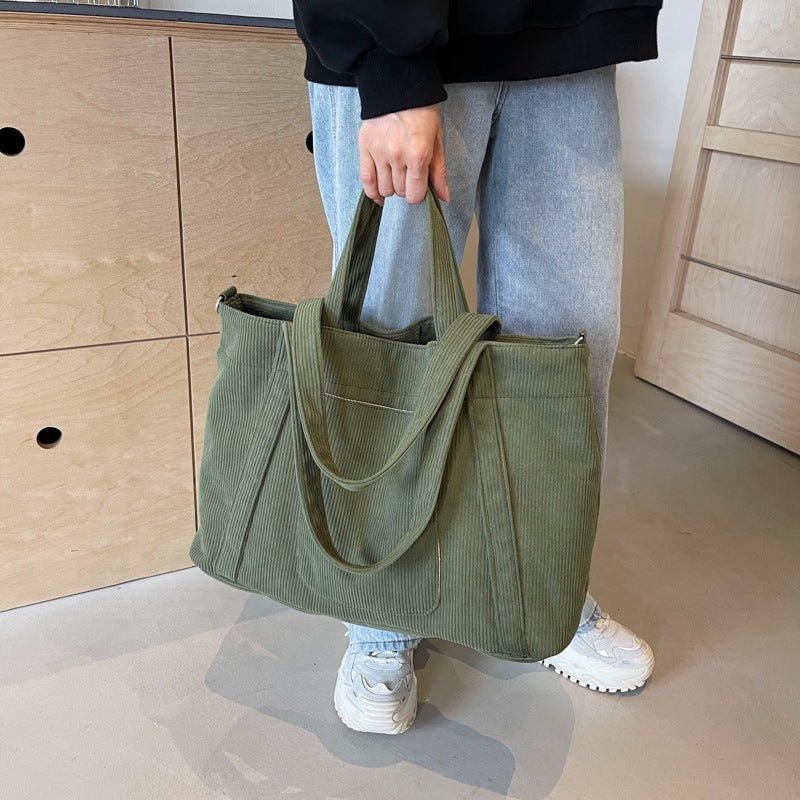 Fashion Personality Large Capacity Corduroy Bag Women $36.99 Dana Fashion Color: Beige Women's Bags Product information: Color: Milky White, pink, green, black, khaki Hardness: soft Material: corduroy Suitcase shape: Horizontal Square Style: Urban Simplic