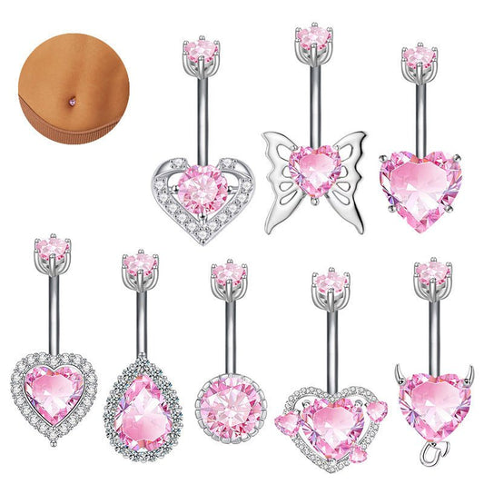 Fashion Personality Peach Heart Belly Ring Butterfly Zircon Piercing Jewelry $9.62 Dana Fashion Color: 8mm Ball Women's Accessories Product information: Type: Umbilical ring Treatment Process: Electroplating Color: Little Devil, water drop, love, 8mm ball