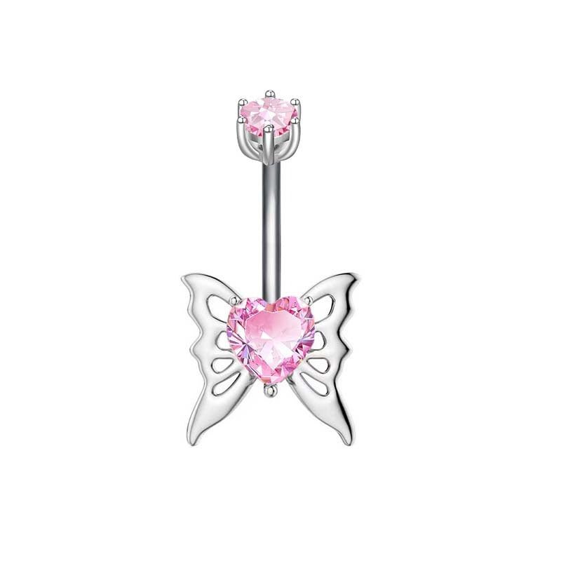 Fashion Personality Peach Heart Belly Ring Butterfly Zircon Piercing Jewelry $8.95 Dana Fashion Color: Glossy Butterfly Women's Accessories Product information: Type: Umbilical ring Treatment Process: Electroplating Color: Little Devil, water drop, love,