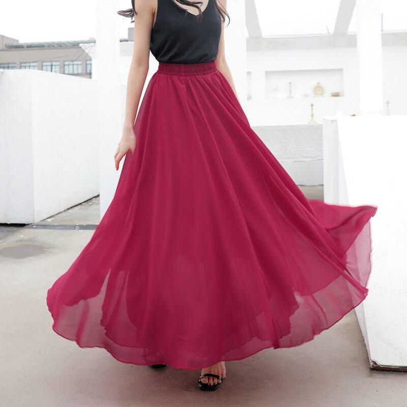 Fashion Personalized Chiffon Dance Skirt For Women $49.50 Dana Fashion Color: Wine Red Size: 100CM Women's clothing Product information: Pattern: solid color Fabric name: chiffon Skirt type: fairy dress Color: white, black, wine red, red, light blue Size: