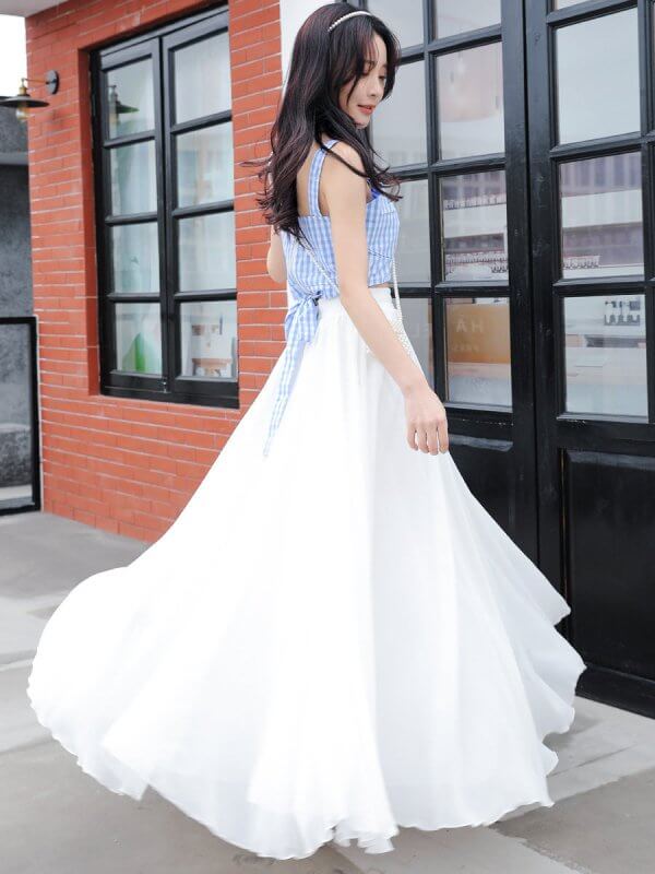 Fashion Personalized Chiffon Dance Skirt For Women $49.50 Dana Fashion Color: Black Size: 100CM Women's clothing Product information: Pattern: solid color Fabric name: chiffon Skirt type: fairy dress Color: white, black, wine red, red, light blue Size: sk