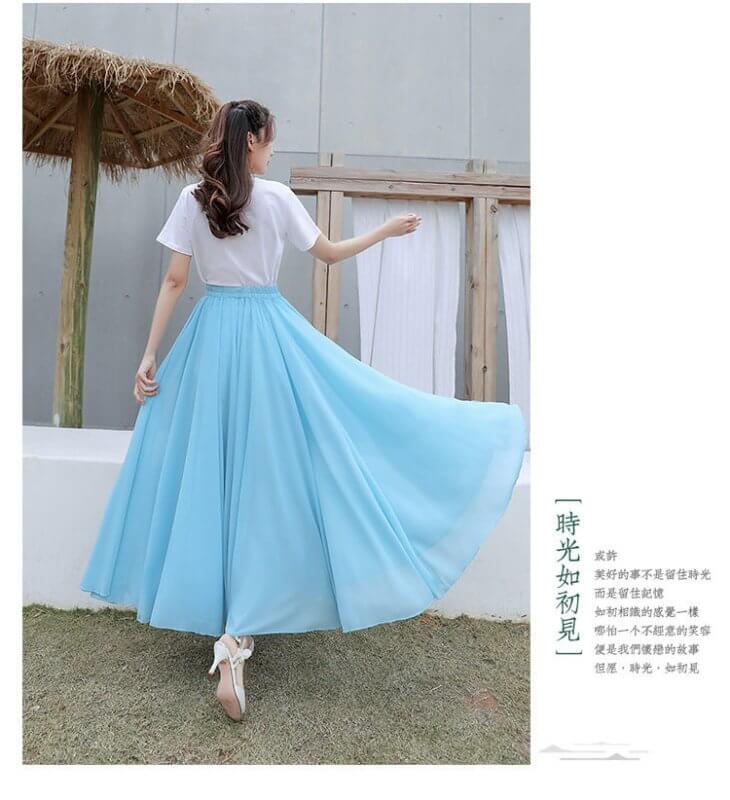 Fashion Personalized Chiffon Dance Skirt For Women $49.50 Dana Fashion Color: Light Blue Size: 80CM Women's clothing Product information: Pattern: solid color Fabric name: chiffon Skirt type: fairy dress Color: white, black, wine red, red, light blue Size