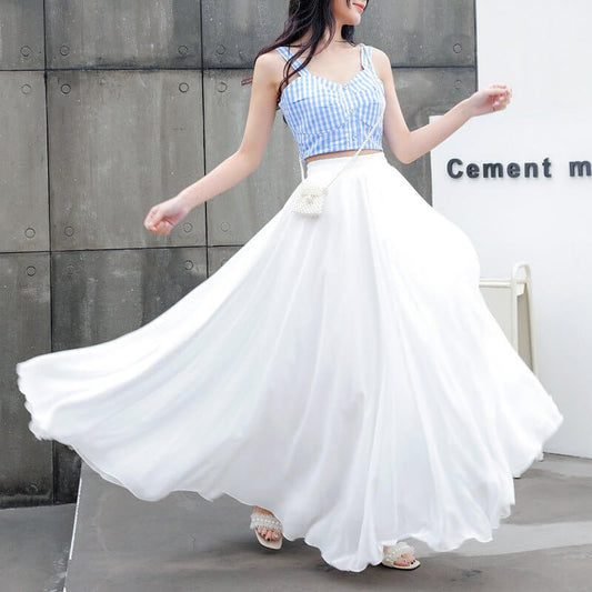 Fashion Personalized Chiffon Dance Skirt For Women $49.50 Dana Fashion Color: Black Size: 100CM Women's clothing Product information: Pattern: solid color Fabric name: chiffon Skirt type: fairy dress Color: white, black, wine red, red, light blue Size: sk