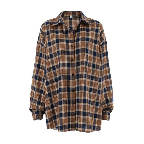 Fashion Plaid Shirt Loose Plaid $39.00 Dana Fashion Color: Plaid Size: L Women's clothing Product information: Color: Plaid Size: S,M,L Version: Loose Popular elements: Plaid Fabric name: Cotton Length: medium length (65cm Sleeve length: long sleeve Craft